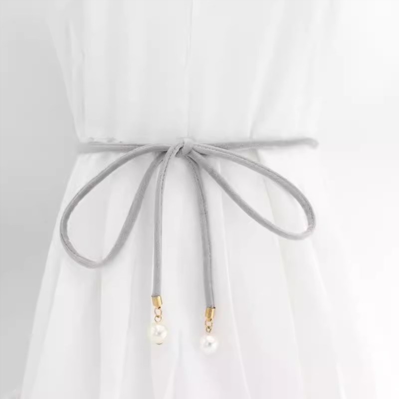 碎花裙腰带腰绳子女衬衫装饰洋装子腰饰配饰灰色打结细皮带夏季