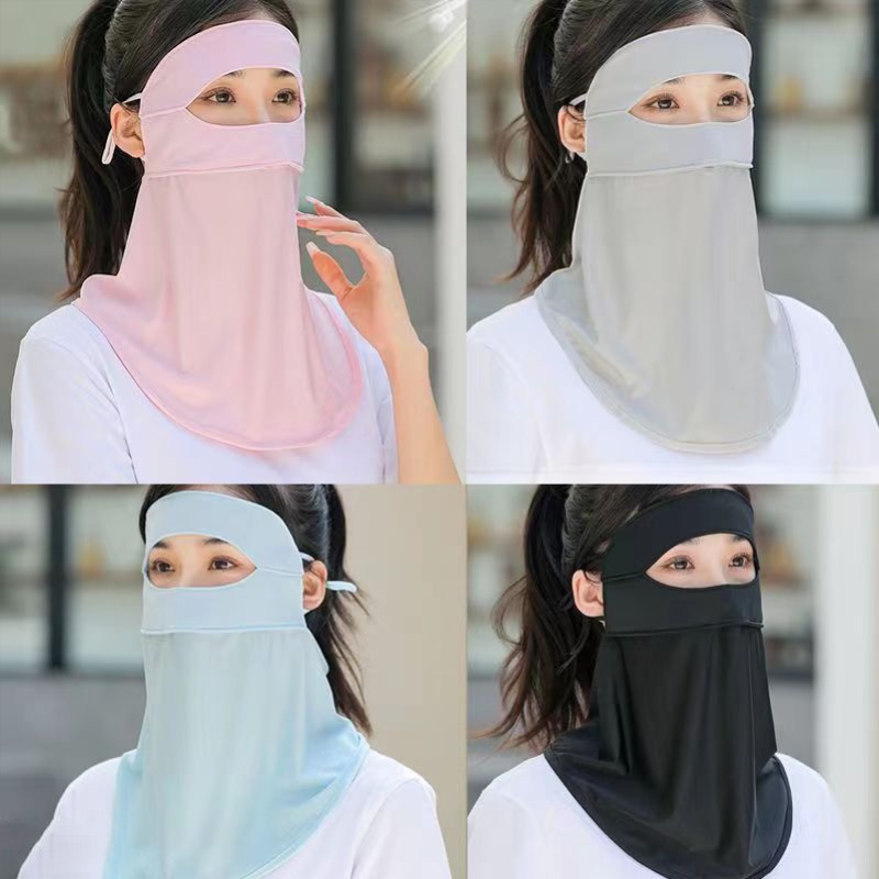 夏季脸部防晒口罩遮阳一体脸基尼冰丝遮全脸面罩防护脸罩女护颈脖
