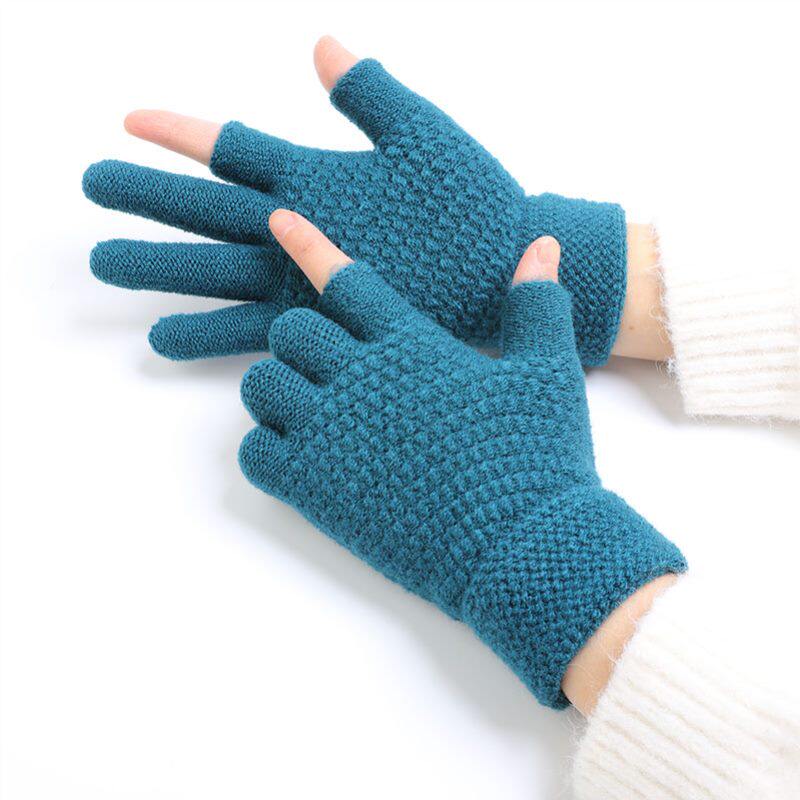 秋冬季保暖触屏手套男女韩版针织毛线加绒加厚漏二指学生半指手套,服饰配件/皮带/帽子/围巾,手套,淘宝优惠券,粉丝福利购,淘宝优惠卷