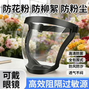 防花粉全脸防护面罩骑行防风沙防柳絮打农药放飞溅高清防护面具