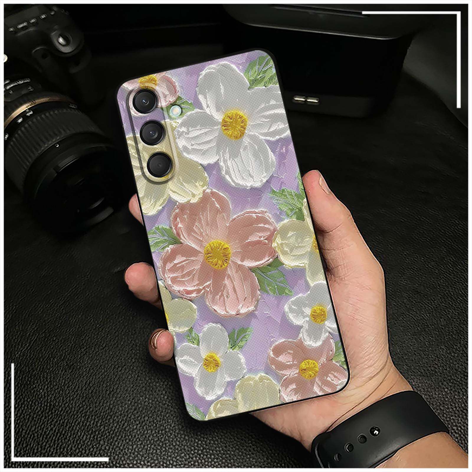 适用三星A56 5G/SM-A556B/DS手机壳个性花情侣质感硅胶全包边女