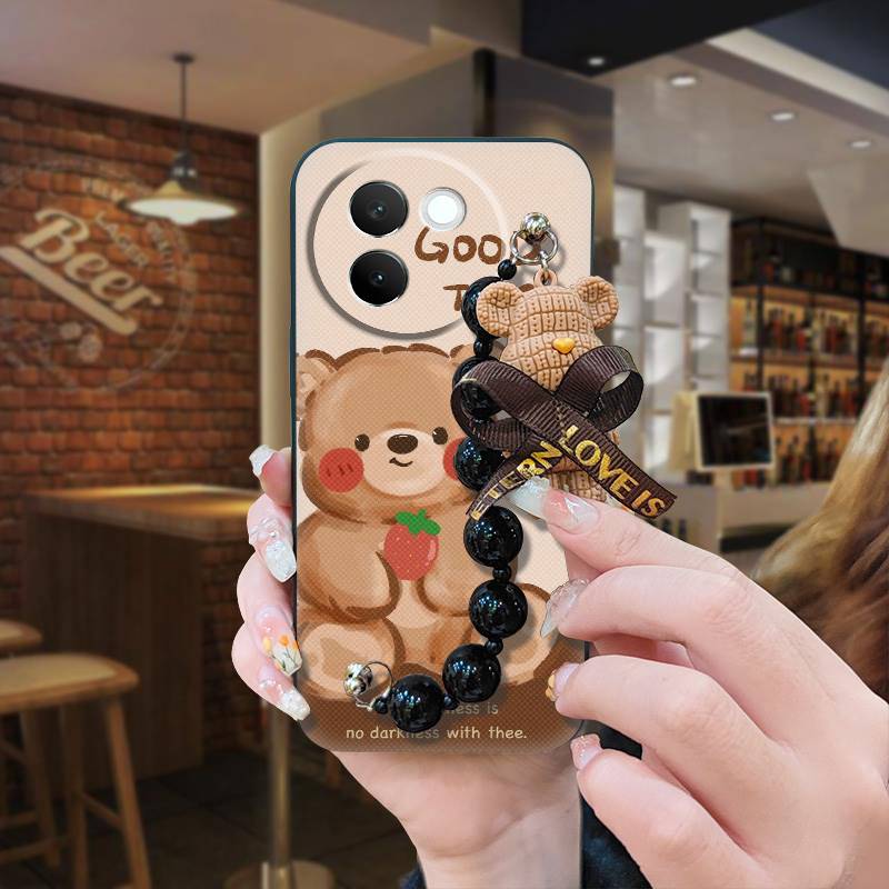适用VIVO V30E 5G海外版手机壳趣味创意情侣可爱卡通小熊手链