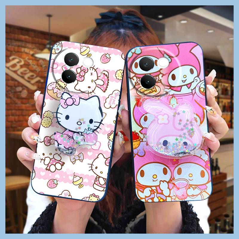 适用VIVO V30E 5G海外版手机壳潮流卡通情侣奢华软壳支架新款