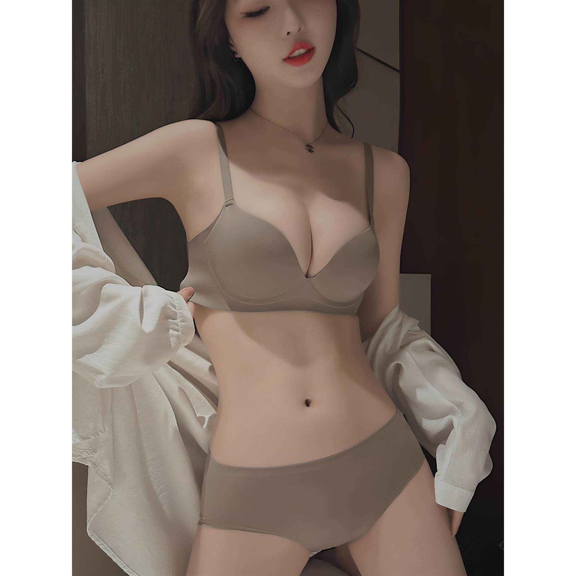 新款无痕内衣女小胸聚拢显大上托防下垂无钢圈收副乳文胸罩套装