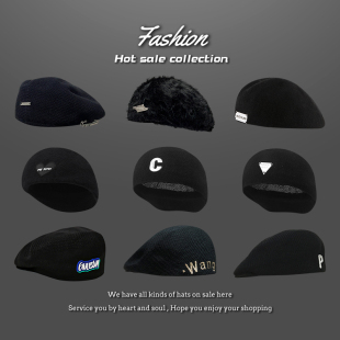 巴翡2022年春秋爆款 前进帽帽子 黑色贝雷帽女鸭嘴帽男ins百搭时尚