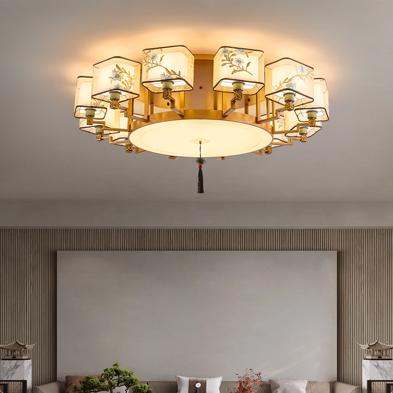 宋代美学客厅灯新中式布艺刺绣