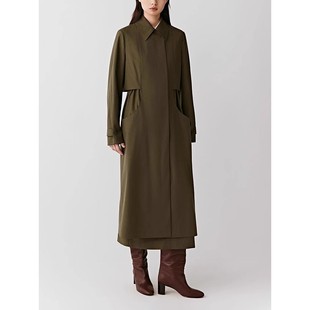 【露珠系列】小禾女装2025秋新款薄丝毛混纺精纺色织单排扣风衣