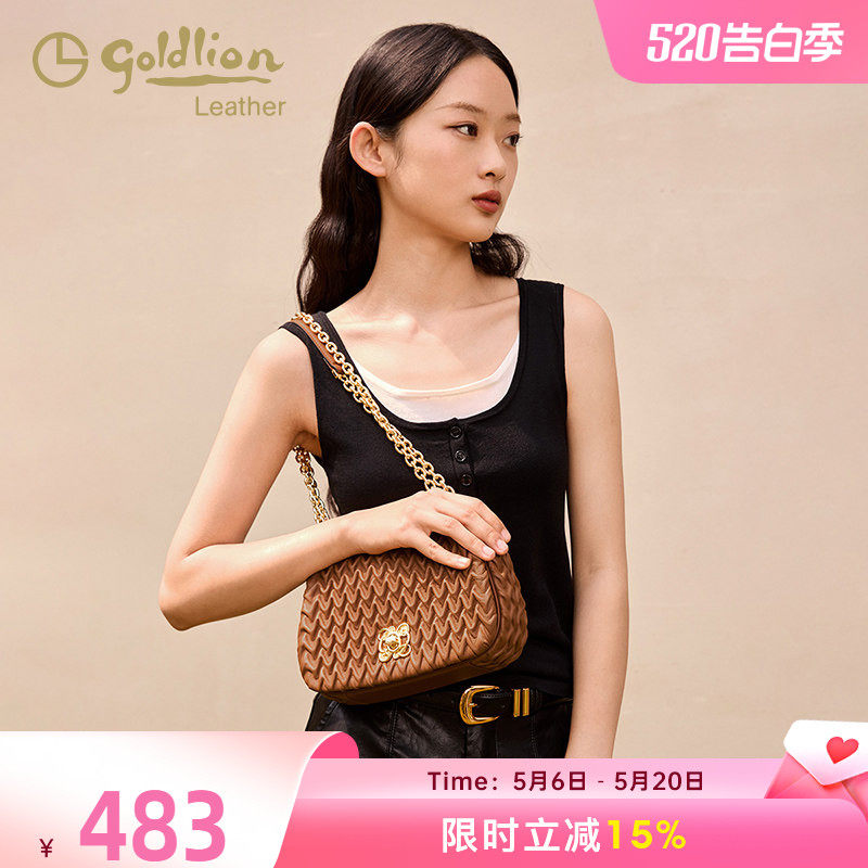 金利来女士时尚真皮单肩斜挎小包2026新款羊皮链条包包通勤大容量