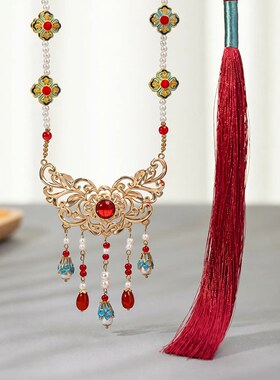 古风汉服璎珞长款项链风马面裙