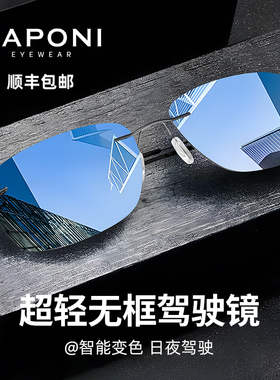 CAPONI偏光墨镜超轻无框男士