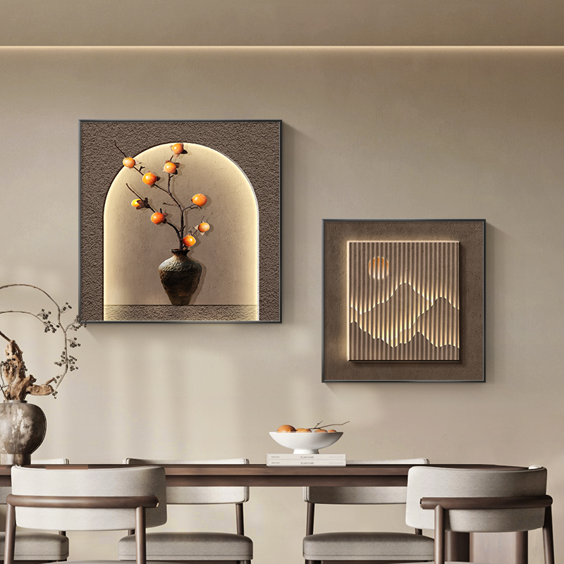 2024新款餐厅装饰画柿事如意寓意