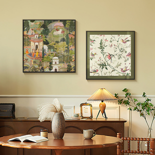 中古风餐厅装饰画美拉德小众艺术新款壁画美式客厅沙发背景墙挂画