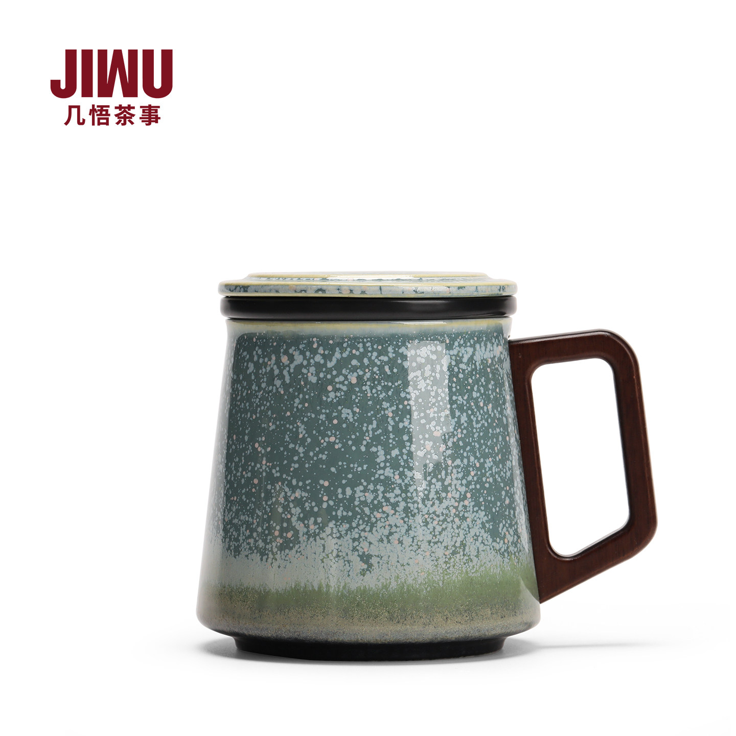 几悟 陶瓷马克杯带盖过滤茶水分离男士泡茶杯子办公室水杯礼盒装