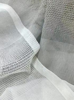 美式轻奢极简风镂空白色粗麻纱帘客厅阳台大气遮阳窗帘成品清仓