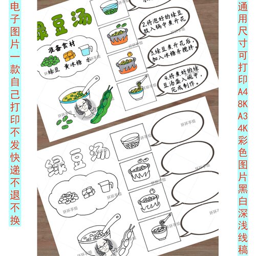 夏季美食绿豆汤糖水手抄报绘画