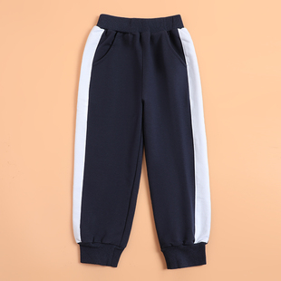 班服褲 兒童校服褲 春秋冬款 男童女童深藍(lán)色寬白杠條運(yùn)動(dòng)中小學(xué)生褲