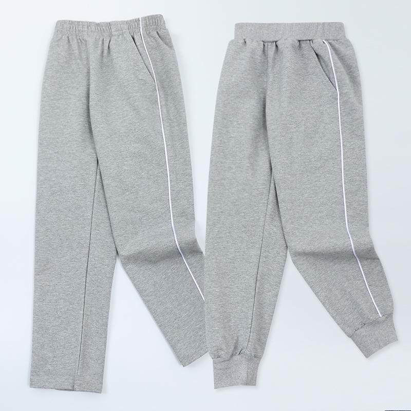 儿童校服运动裤灰色一道杠长裤男童女童班服裤中大童小学生校裤子
