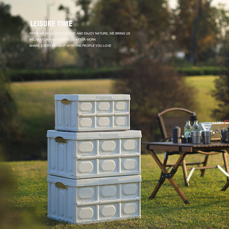户外折叠收纳箱露营大容量加厚储物箱车载后备箱家用木盖整理箱