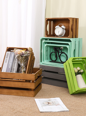 复古木箱木框箱长方形木条箱收纳陈列超市展示木筐装饰木箱子定制