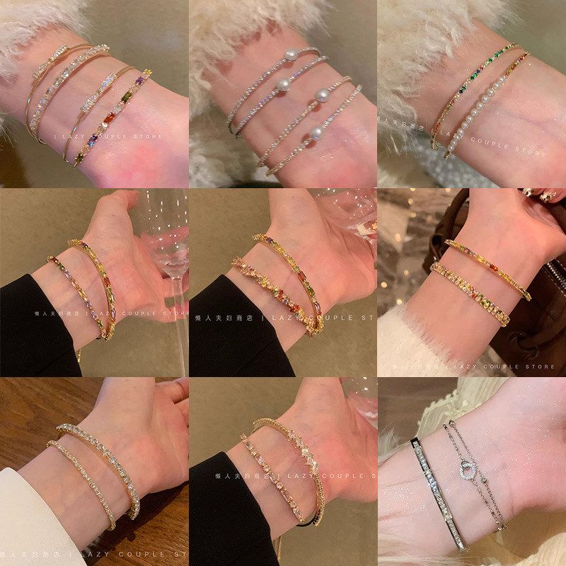 彩色多巴胺锆石手镯女设计感麻花