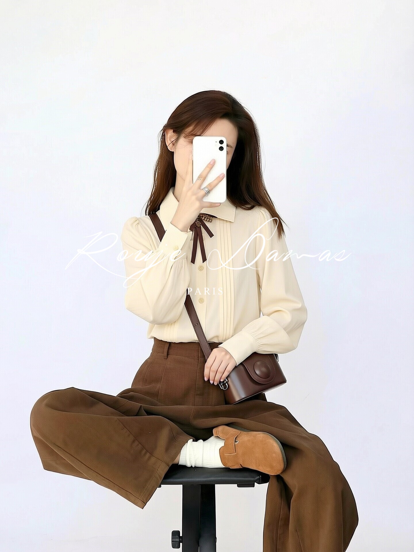 Rouje Damas法式学院风长袖衬衫女秋季气质设计感衬衣小个子上衣