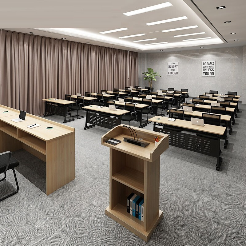 办公会议桌折叠培训桌椅组合翻板桌可移动长条辅导班双人学生课桌