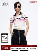 短款 uhot 简约UWLS1Z017 廓形针织衫 经典 诱货26春新白 粉条纹修身