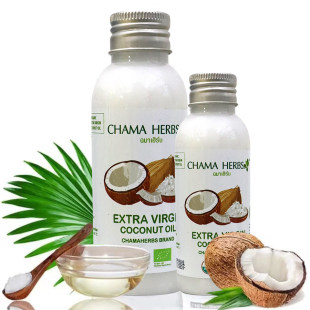 泰国本土进口CHAMA HERBS冷压初榨椰子油100ML身体按摩头发滋养水