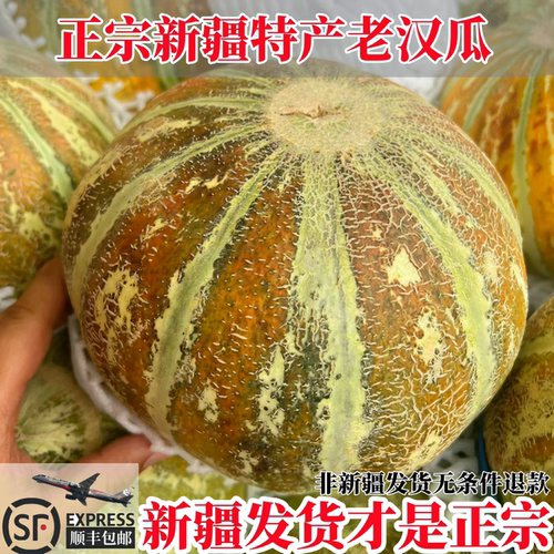新疆老汉瓜冰淇淋瓜喀什甜瓜网纹瓜80岁老人软糯香甜顺丰包邮