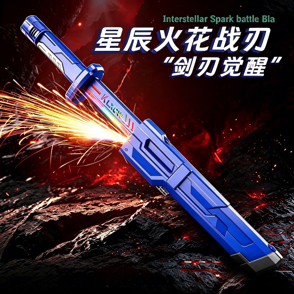 火花光剑玩具旋转双刃伸缩激光剑