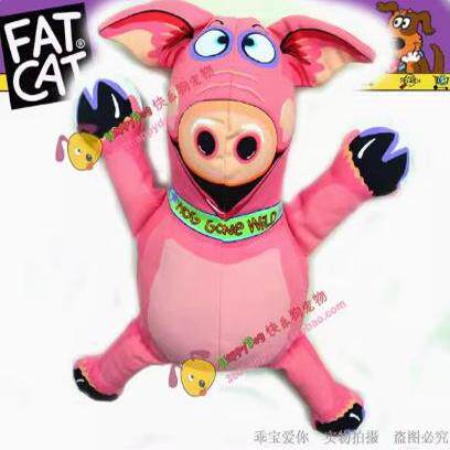 粉红飞天大猪 美国FatCat发声耐咬帆布狗狗玩具 磨牙