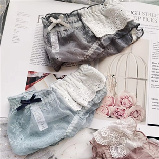 清仓回馈莫兰迪色系#宫廷风蕾丝网纱花边可爱性感低腰女内裤三角