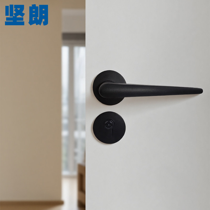 坚朗静音执手锁分体式锁黑色图片