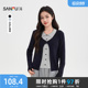 翻领合身上衣女装 都市韩系撞色假两件开衫 春季 三福毛衣女2026新款