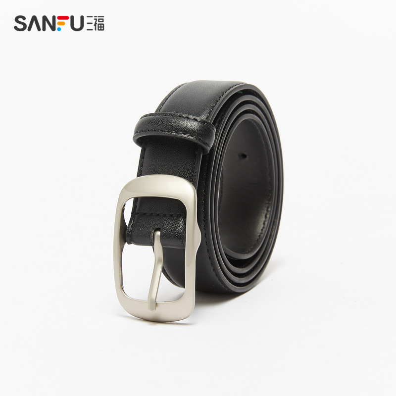 三福女士皮带新款简约质感易搭配PU皮呖头休闲皮带475725