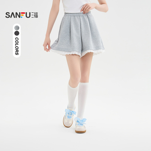 蕾丝花边休闲松弛感宽松裤 三福运动短裤 2026新款 夏季 501209 子女装