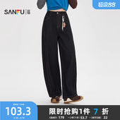 2026新款 子女装 春季 休闲直筒裤 515824 配饰挂件弯刀裤 三福牛仔长裤