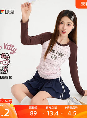 【Hello Kitty官方正版授权】三福2026秋季波点收腰长T恤530860