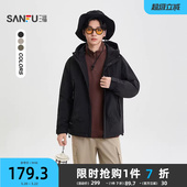 三福2025冬季 户外抽绳棉衣休闲宽松连帽棉服保暖外套男505922 新款