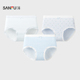 三福女中腰包臀内裤 女499442 简约清爽蓝色系印花柔软半平角裤