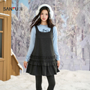 513805 木耳边摆呢料宽肩带背带裙女装 三福内搭连衣裙2025新款 冬季