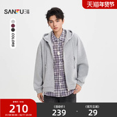 三福2026春季 卫衣街头宽松连帽外套516511 分割结构开衫 新款 男士