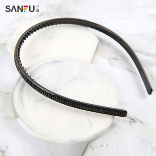 三福发箍时尚 黑色琉璃简约宽边防滑细边洗脸发卡头箍发饰女夏季