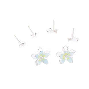 三福国潮庄周梦蝶套装耳环一组三对 气质耳饰配饰首饰 832738