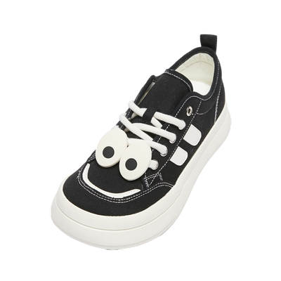 三福女低帮板鞋春季显眼包歪头可拆卸大眼帆布鞋女鞋829127