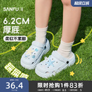 三福洞洞鞋女款2026新款沙滩海边厚底增高eva防滑外穿舒服凉拖夏
