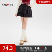 A字蛋糕裙有内衬波点半身裙子女装 三福短裙女2025新款 冬季 513718