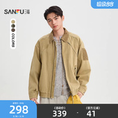 工装 分割翻领短款 夹克男街潮宽松外套518559 新款 三福2026春季