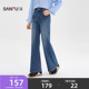 女2026年春季 子女装 时尚 显瘦蓝色裤 514402 复古喇叭裤 三福牛仔长裤