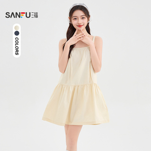 短裙子女装 小个子宽松休闲无袖 843099 夏季 三福吊带连衣裙2025新款